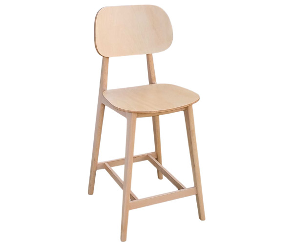 LUNA-1-ST σκαμπό ψηλό με πλάτη ξύλινο ΦΥΣΙΚΟ / 44x48xH104