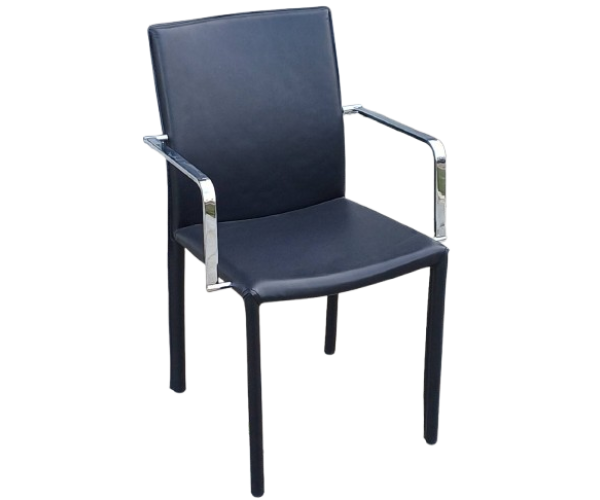 YL-9009B πολυθρόνα εσωτερικού χώρου μεταλλική με τεχνόδερμα ΜΑΥΡΟ / 54x54xH88