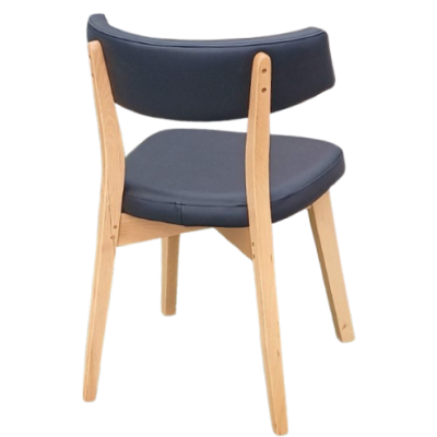 MEGAN-2 καρέκλα ξύλινη τραπεζαρίας σε χρώμα ΦΥΣΙΚΟ & κάθισμα ΔΕΡΜΑΤΙΝΗ ΜΑΥΡΗ / 50x47xH77