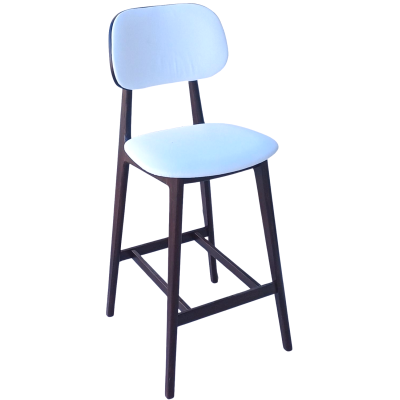 LUNA-3-ST σκαμπό ψηλό με πλάτη ξύλo ΚΑΡΥΔΙ κάθισμα δερματίνη ΛΕΥΚΗ / 44x48xH112