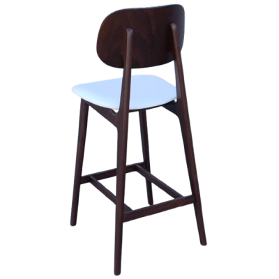 LUNA-3-ST σκαμπό ψηλό με πλάτη ξύλo ΚΑΡΥΔΙ κάθισμα δερματίνη ΛΕΥΚΗ / 44x48xH112