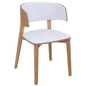 DREAM-3 καρέκλα τραπεζαρίας ξύλο ΦΥΣΙΚΟ με δερματίνη ΛΕΥΚΗ / 49x47xH76