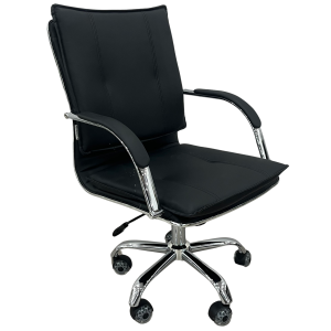 PENCIL πολυθρόνα γραφείου χαμηλή πλάτη δερματίνη ΜΑΥΡΗ / 66x57xΗ91-101