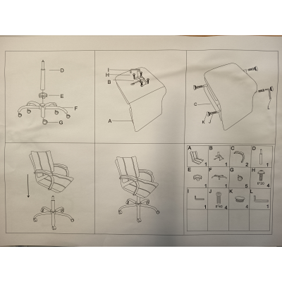 PENCIL πολυθρόνα γραφείου χαμηλή πλάτη δερματίνη ΜΑΥΡΗ / 58x62xH96-106