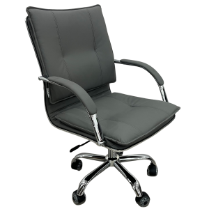 PENCIL πολυθρόνα γραφείου χαμηλή πλάτη δερματίνη ΓΚΡΙ ΑΝΟΙΚΤΟ / 66x57xΗ91-101