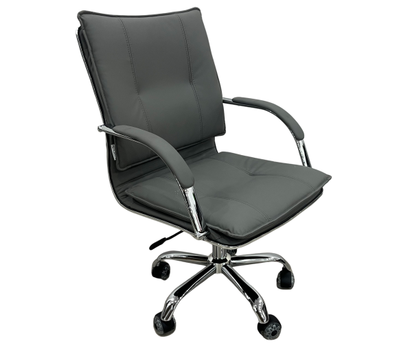 PENCIL πολυθρόνα γραφείου χαμηλή πλάτη δερματίνη ΓΚΡΙ ΑΝΟΙΚΤΟ / 66x57xΗ91-101