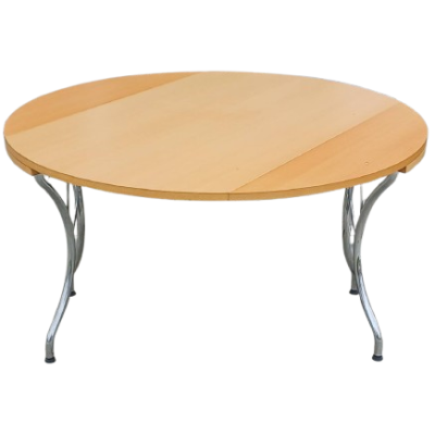 GIRO τραπέζι χρωμίου ξύλο ΦΥΣΙΚΟ / 85x140-Φ140