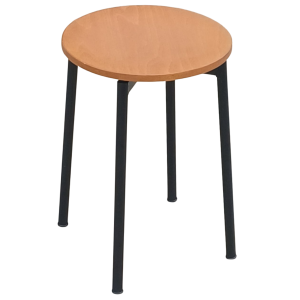 KLEOPA σκαμπό χαμηλό μεταλλικό ΜΑΥΡΟ κάθισμα ξύλο ΜΕΛΙ / Φ33xH47