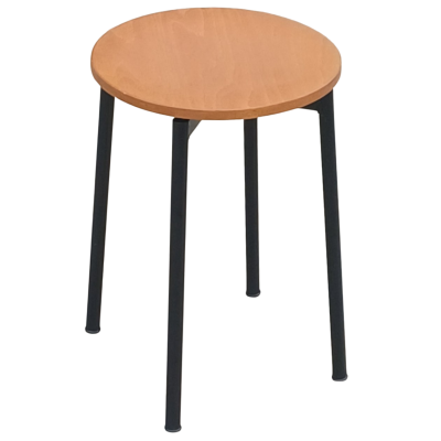 KLEOPA σκαμπό χαμηλό μεταλλικό ΜΑΥΡΟ κάθισμα ξύλο ΜΕΛΙ / Φ33xH47