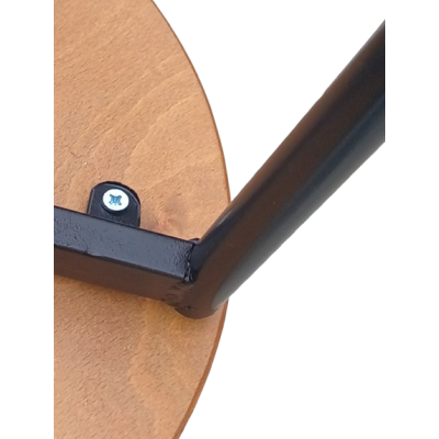 KLEOPA σκαμπό χαμηλό μεταλλικό ΜΑΥΡΟ κάθισμα ξύλο ΜΕΛΙ / Φ33xH47