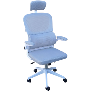 SUMI πολυθρόνα γραφείου σκελετός πλαστικός ΛΕΥΚΟΣ κάθισμα mesh ΓΚΡΙ / 63x60xH121-131