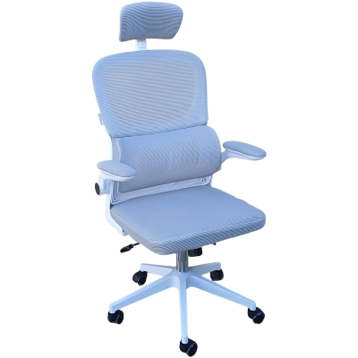 SUMI πολυθρόνα γραφείου σκελετός πλαστικός ΛΕΥΚΟΣ κάθισμα mesh ΓΚΡΙ / 63x60xH121-131