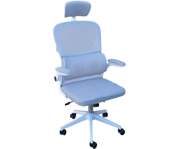 SUMI πολυθρόνα γραφείου σκελετός πλαστικός ΛΕΥΚΟΣ κάθισμα mesh ΓΚΡΙ / 63x60xH121-131