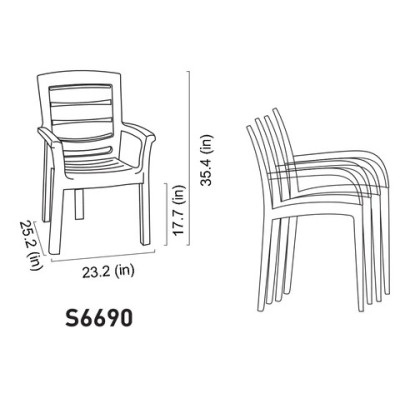 AMAZON MAXI πολυθρόνα κήπου πλαστική ΑΝΘΡΑΚΙ / 59x64xΗ90