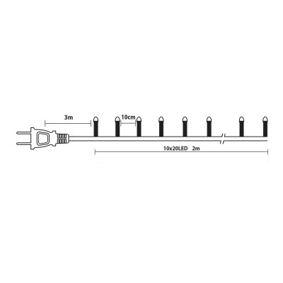 200Led Σταθερά Λαμπάκια Copper (Χταπόδι) 10 Πλοκάμια x 20Led Με Ασημί Καλώδιο Και Ψυχρό Φωτισμό Με Μετασχηματιστή Ip44 ,2 Μέτρα 