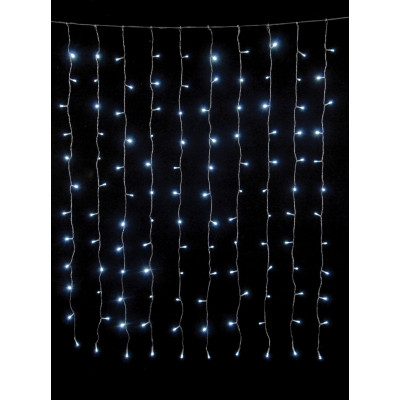 240Led Σταθερή Συμμετρική Κουρτίνα Με Επέκταση Ip44 200 x 100(h)cm ,Με Διάφανο Καλώδιο/Λευκό Λαμπάκι (Kelvin: 6.000 - 10.000)