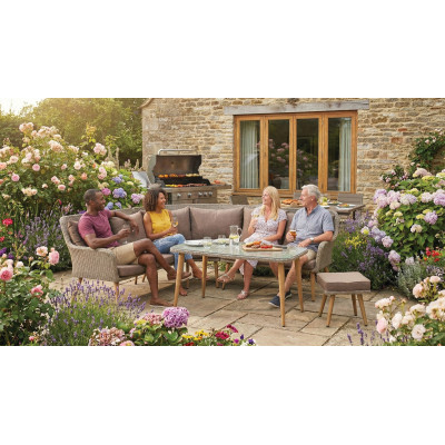 TULIP Γωνιακό Καθιστικό Σέτ Rattan 3 Τεμαχίων ,Με Αλουμίνιο Σκελετό