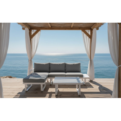 Καθιστικό Σέτ 4 Τεμαχίων Γωνία Με Αλουμίνιο Σκελετό