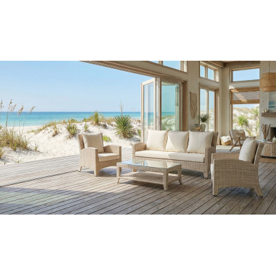 Καθιστικό Σέτ Rattan Με Αλουμίνιο Σκελετό ,Σέτ 4 Τεμαχίων