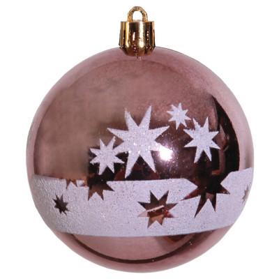 Ρόζ Μάτ Και Γυαλιστερή Πλαστική Χριστουγεννιάτικη Μπάλα 8cm .Σέτ 6 Τεμαχίων ,2 Χρώματα