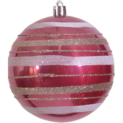 Ρόζ Χριστουγεννιάτικες Μπάλες 2 Σχέδια ,Σέτ 4 Τεμαχίων 10cm