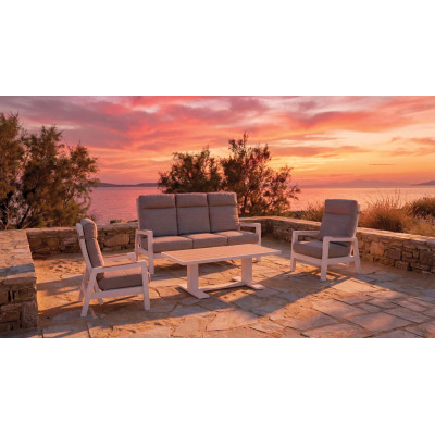 Καθιστικό Κήπου Αλουμινίου Σέτ 4 Τεμαχίων Με Μηχανισμό Αναδίπλωσης Πλάτης Στις Πολυθρόνες