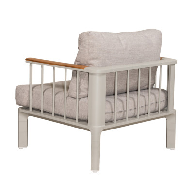 Καθιστικό Κήπου Αλουμινίου Σέτ 4 Τεμαχίων Με Σκελετό Αλουμινίου ,Ξύλο Teak Και Επεκτεινόμενο Coffee Table Με Μηχανισμό Αυξομείωσης Ύψους