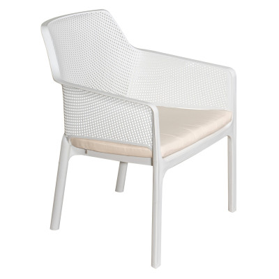 Λευκό Καθιστικό Σέτ Πολυπροπυλένιου Με Uv Προστασία Σέτ 4 Τεμαχίων Με Μαξιλάρια Καθίσματος 