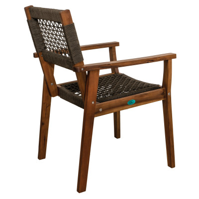 AMORGOS Τραπεζαρία Σέτ 7 Τεμαχίων Με Ξύλινο Σκελετό Acacia Wood Και Σχοινί (PR1624) , 180 x 100 x 75(h)cm