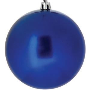 Μπλέ Πλαστική Περλέ Χριστουγεννιάτικη Μπάλα 10cm,Σέτ/4