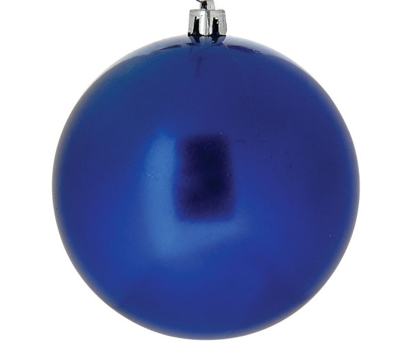Μπλέ Πλαστική Περλέ Χριστουγεννιάτικη Μπάλα 10cm,Σέτ/4