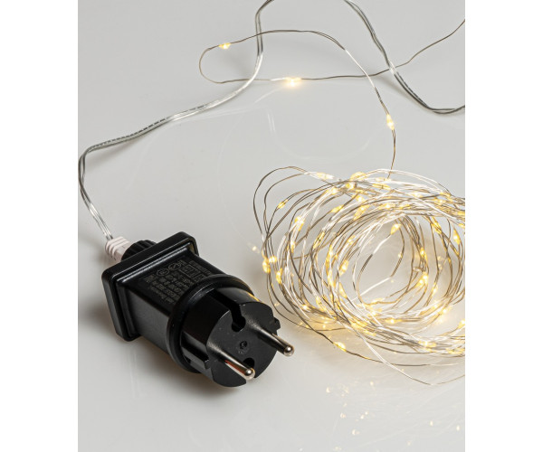 200Led Λαμπάκια Copper Θερμού Φωτισμού Με Μετασχηματιστή ip44, (10cm Απόσταση) 20 Μέτρα (Kelvin: 2.500 - 3.000)