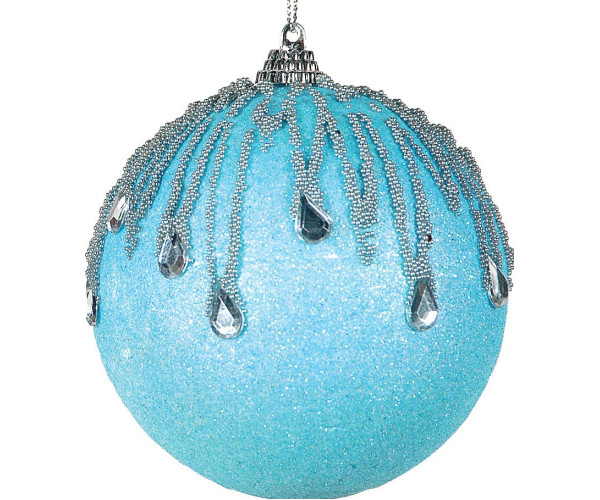 Μπλέ Πλαστική Χριστουγεννιάτικη Μπάλα 10cm,Σέτ/6