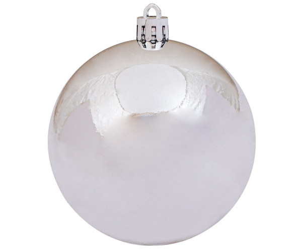 Ασημί Πλαστική Γυαλιστερή Χριστουγεννιάτικη Μπάλα 4cm ,Σέτ/12