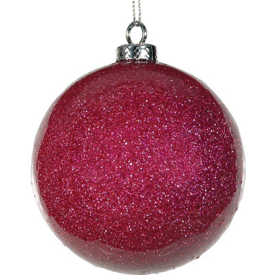 Μώβ Πλαστική Γυαλιστερή Χριστουγεννιάτικη Μπάλα Με Γκλίτερ 8cm,Σέτ/6