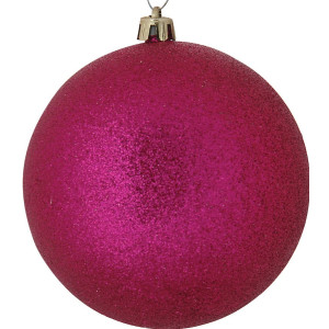 Μώβ Πλαστική Χριστουγεννιάτικη Μπάλα Με Γκλίτερ 4cm ,Σέτ/12