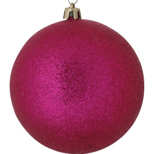 Μώβ Πλαστική Χριστουγεννιάτικη Μπάλα Με Γκλίτερ 8cm,Σέτ/6