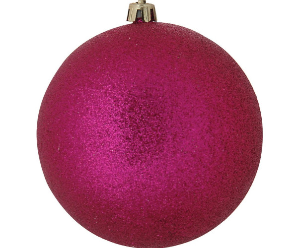 Μώβ Πλαστική Χριστουγεννιάτικη Μπάλα Με Γκλίτερ 10cm,Σέτ/4