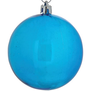 Μπλέ Πλαστική Διάφανη Χριστουγεννιάτικη Μπάλα 10cm,Σέτ/4