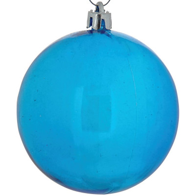 Μπλέ Πλαστική Διάφανη Χριστουγεννιάτικη Μπάλα 10cm,Σέτ/4