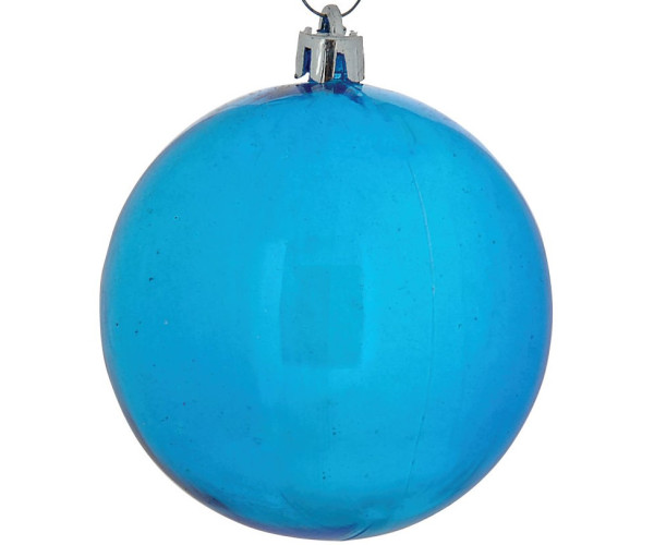 Μπλέ Πλαστική Διάφανη Χριστουγεννιάτικη Μπάλα 10cm,Σέτ/4