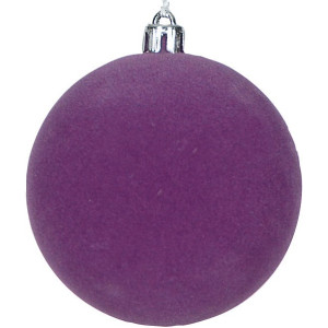 Βελουτέ Πλαστική Χριστουγεννιάτικη Μπάλα 10cm,Σέτ/4