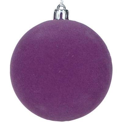 Βελουτέ Πλαστική Χριστουγεννιάτικη Μπάλα 10cm,Σέτ/4