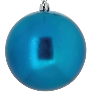 Μπλέ Πλαστική Περλέ Χριστουγεννιάτικη Μπάλα 10cm,Σέτ/4