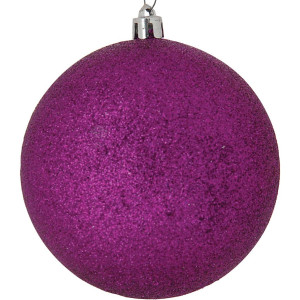 Μώβ Πλαστική Χριστουγεννιάτικη Μπάλα Με Γκλίτερ 4cm,Σέτ/12