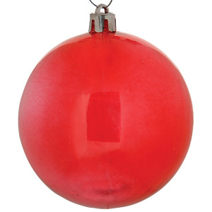 Πλαστική Διάφανη Χριστουγεννιάτικη Μπάλα 10cm,Σέτ/4
