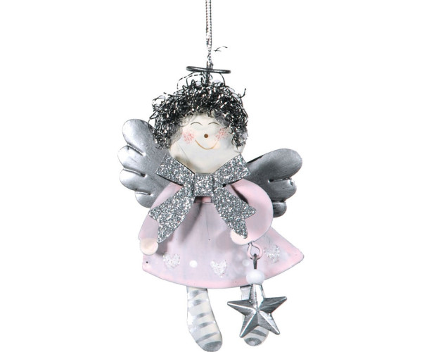 Μεταλλικό Ξύλινο Κρεμαστό Χριστουγεννιάτικο Στολίδι 10cm