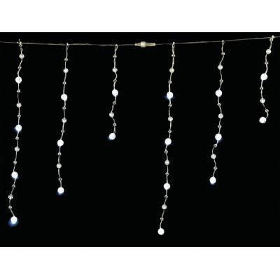 Άσύμετρη Κουρτίνα Led Με Επέκταση, Διάφανο Καλώδιο - Λευκό Λαμπάκι 530 x 60cm