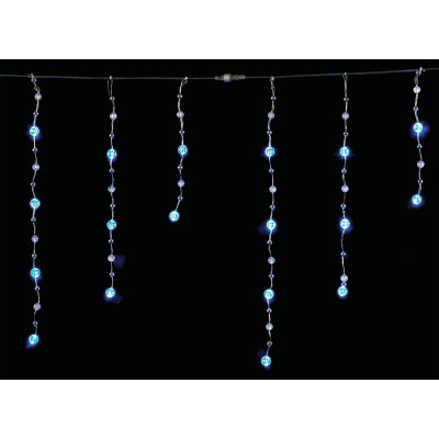 Ασύμετρη Κουρτίνα Led Με Επέκταση, Διάφανο Καλώδιο- Μπλε Λαμπάκι 530 x 60cm 