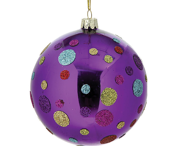 Μωβ Γύαλινη Χριστουγεννιάτικη Μπάλα 8cm,Σέτ/3